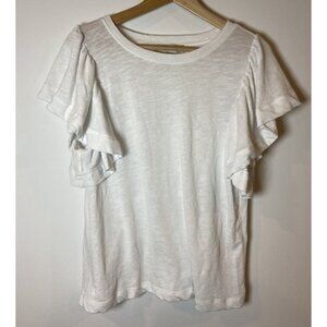 Ann Taylor LOFT Shirt Top Flutter Sleeves White Size Large L